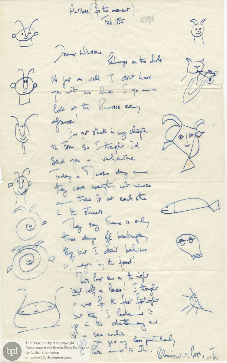 Letter from Imogen Holst to Winsome Bartlett