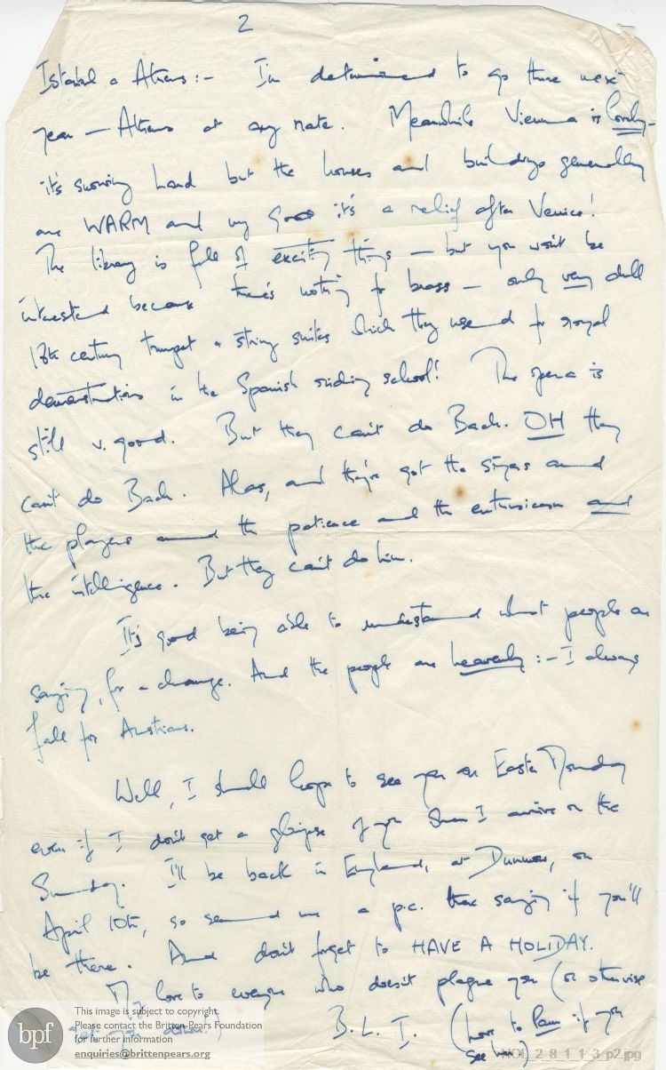 Letter from Imogen Holst to Winsome Bartlett