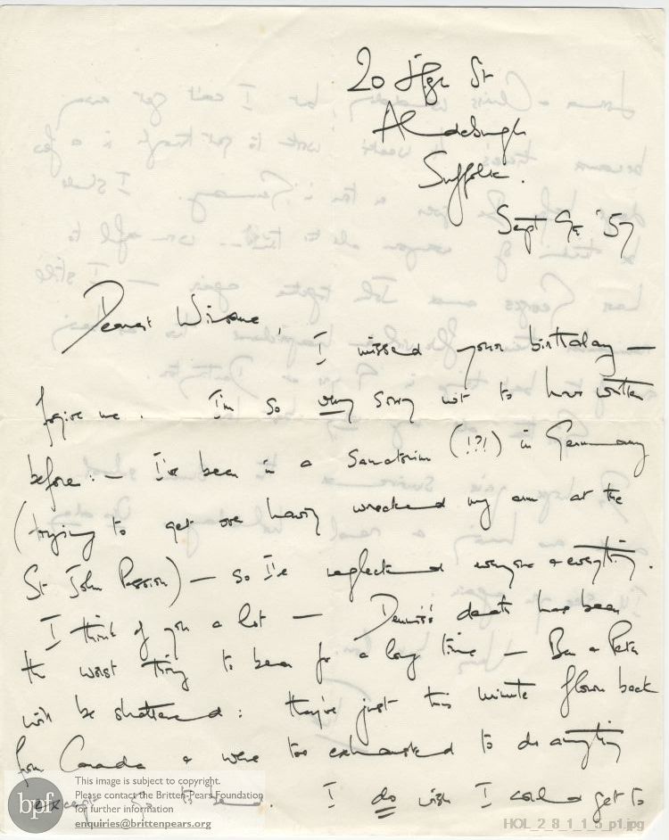Letter from Imogen Holst to Winsome Bartlett