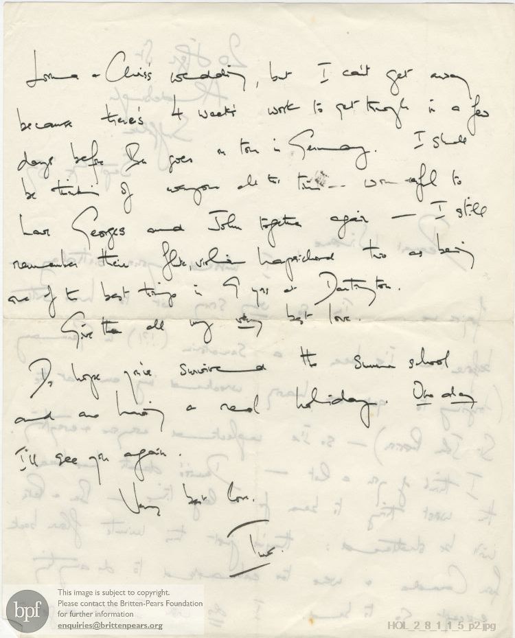 Letter from Imogen Holst to Winsome Bartlett