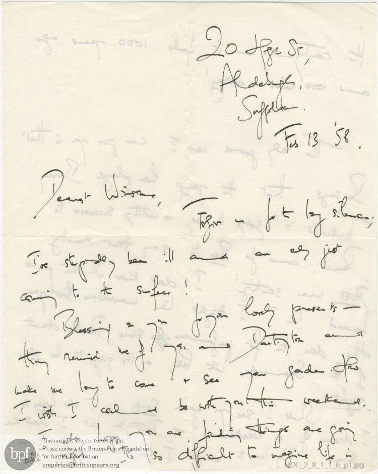 Letter from Imogen Holst to Winsome Bartlett