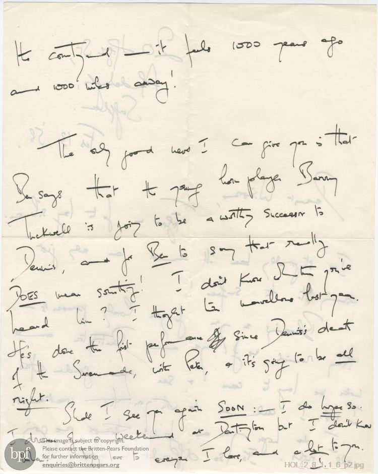 Letter from Imogen Holst to Winsome Bartlett