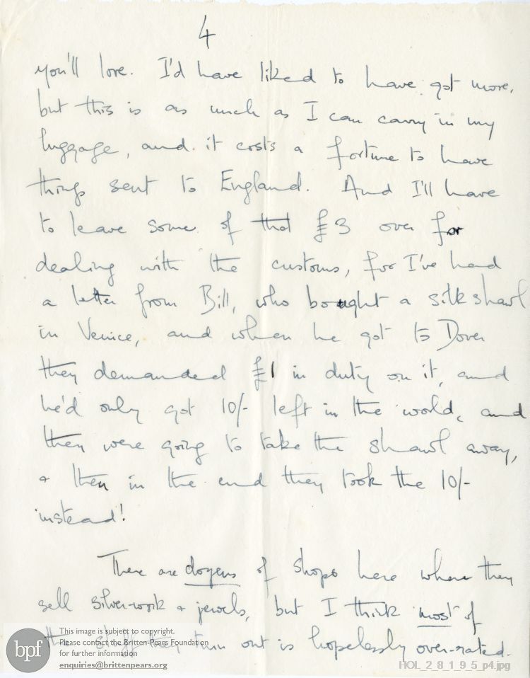 Letter from Imogen Holst to Isobel Holst