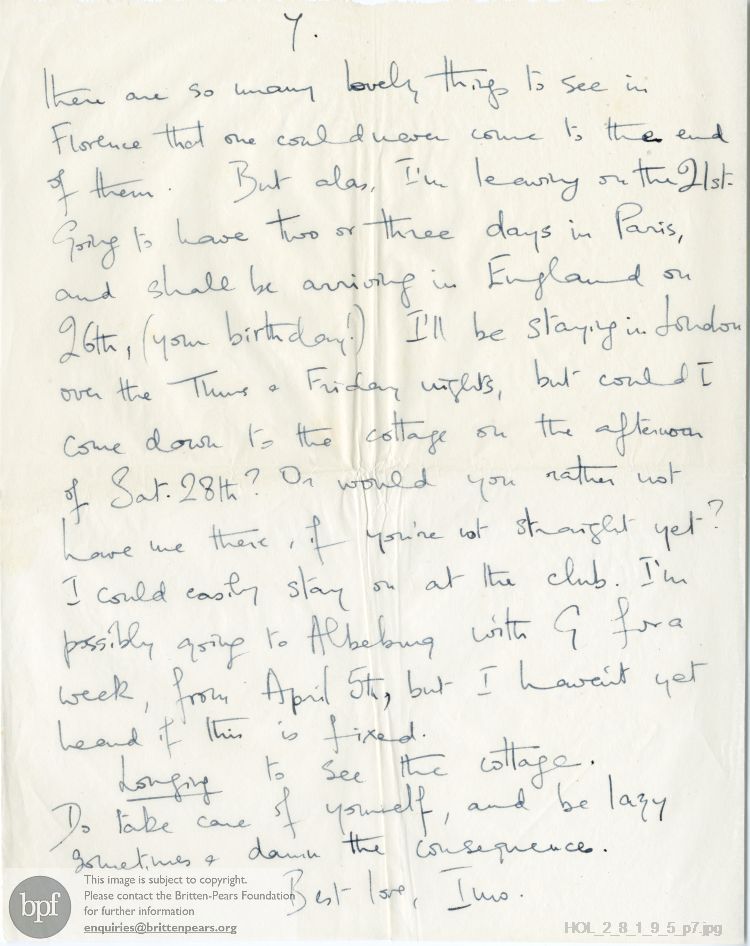 Letter from Imogen Holst to Isobel Holst