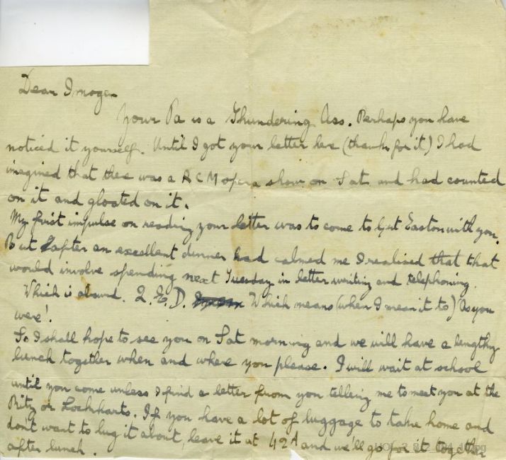 Letter from Gustav Holst to Imogen Holst