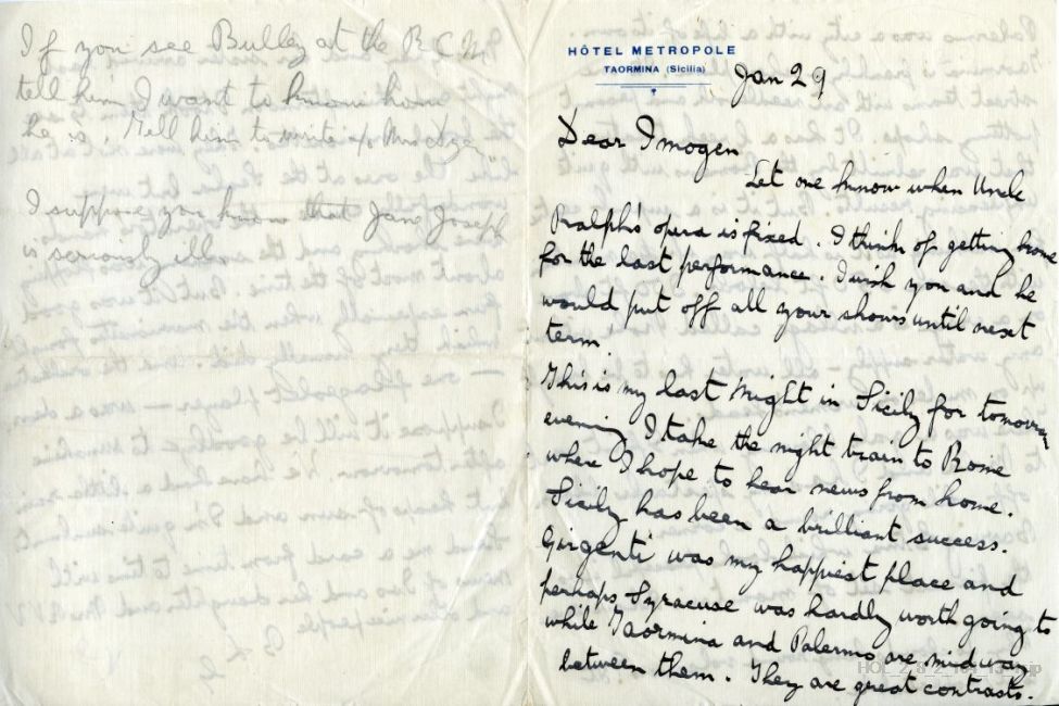 Letter from Gustav Holst to Imogen Holst