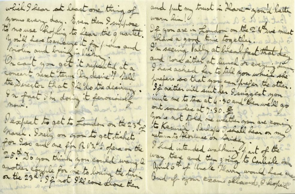 Letter from Gustav Holst to Imogen Holst