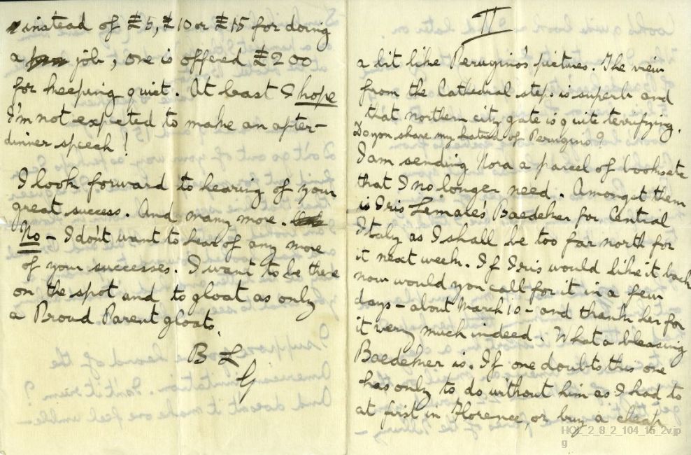 Letter from Gustav Holst to Imogen Holst