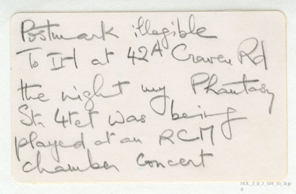 Letter from Gustav Holst to Imogen Holst