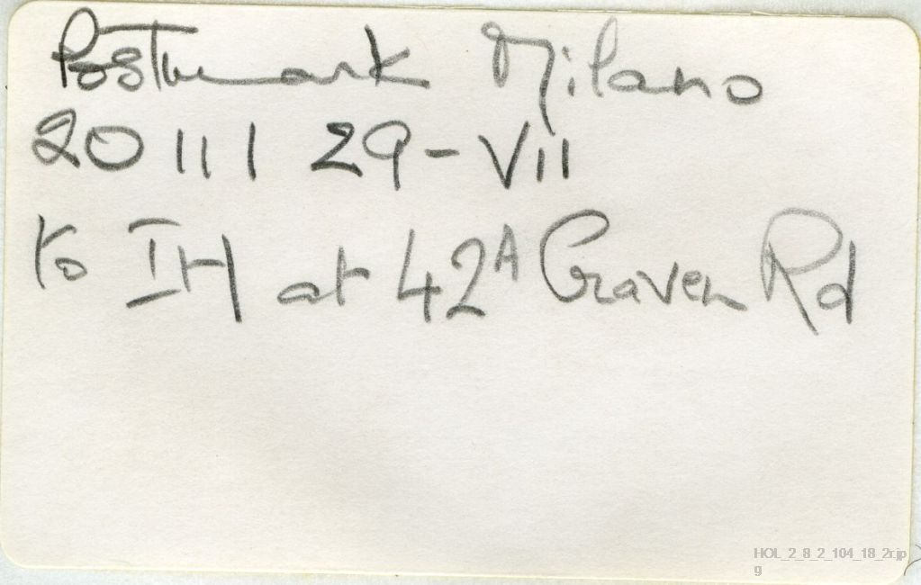 Letter from Gustav Holst to Imogen Holst