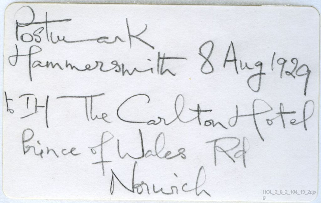 Letter from Gustav Holst to Imogen Holst