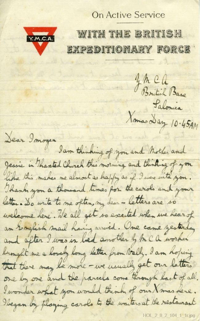 Letter from Gustav Holst to Imogen Holst
