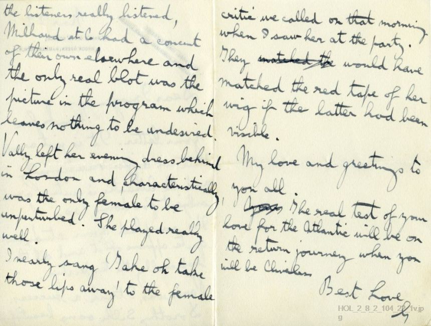 Letter from Gustav Holst to Imogen Holst