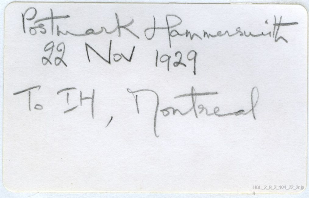 Letter from Gustav Holst to Imogen Holst