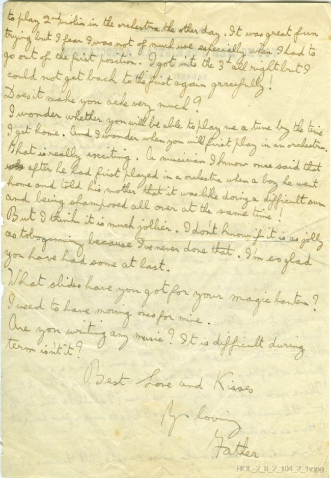 Letter from Gustav Holst to Imogen Holst