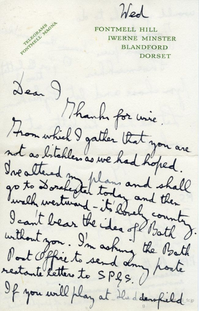 Letter from Gustav Holst to Imogen Holst