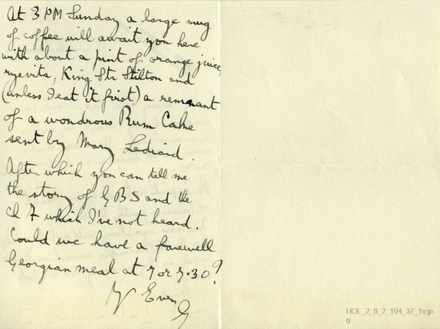 Letter from Gustav Holst to Imogen Holst