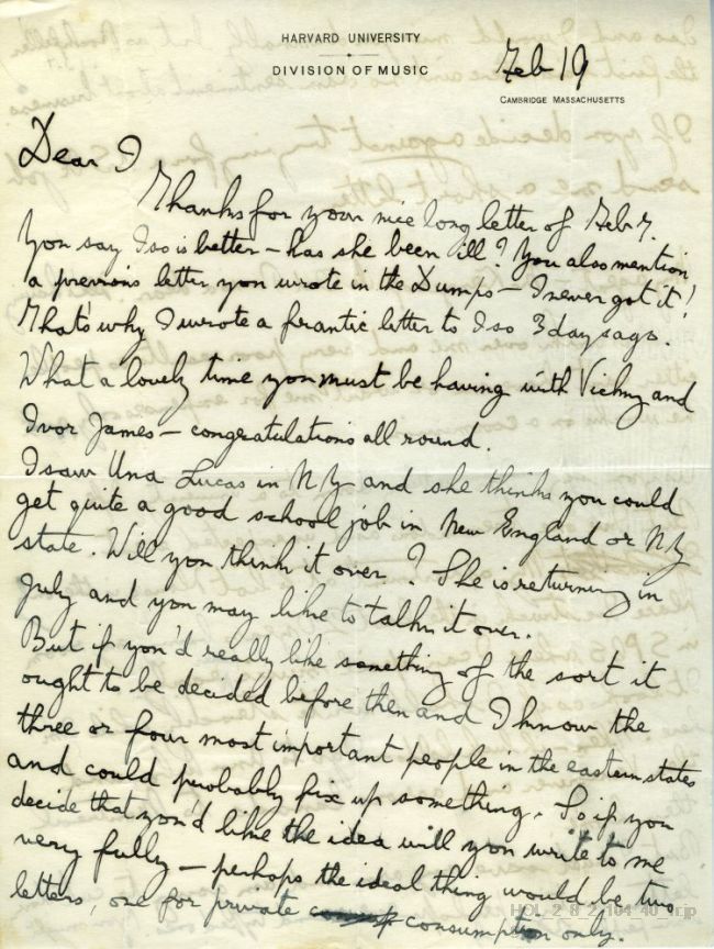 Letter from Gustav Holst to Imogen Holst