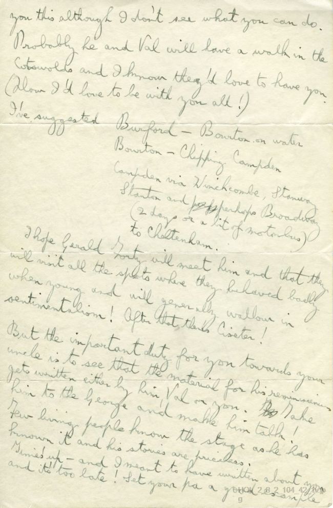 Letter from Gustav Holst to Imogen Holst