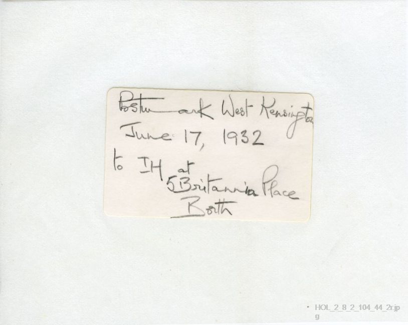 Letter from Gustav Holst to Imogen Holst