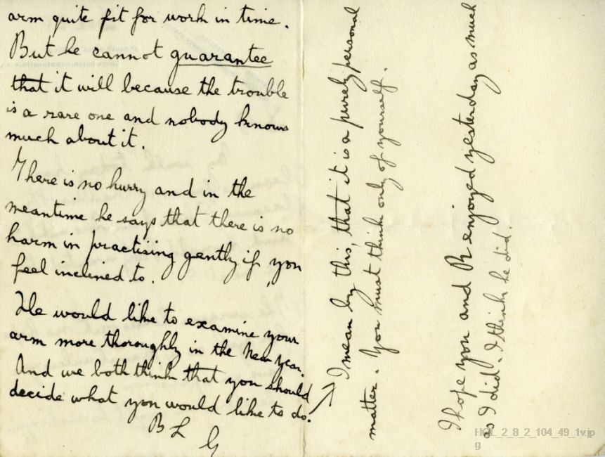 Letter from Gustav Holst to Imogen Holst