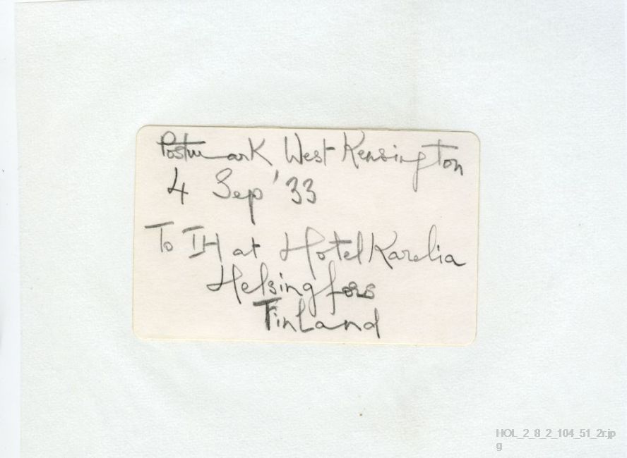 Letter from Gustav Holst to Imogen Holst