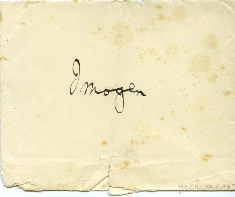 Letter from Gustav Holst to Imogen Holst