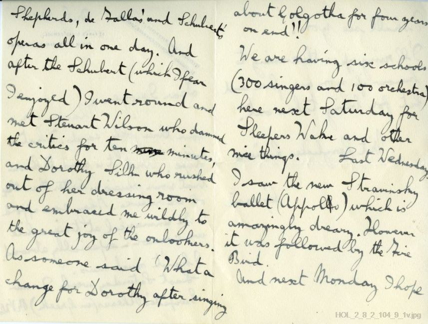 Letter from Gustav Holst to Imogen Holst