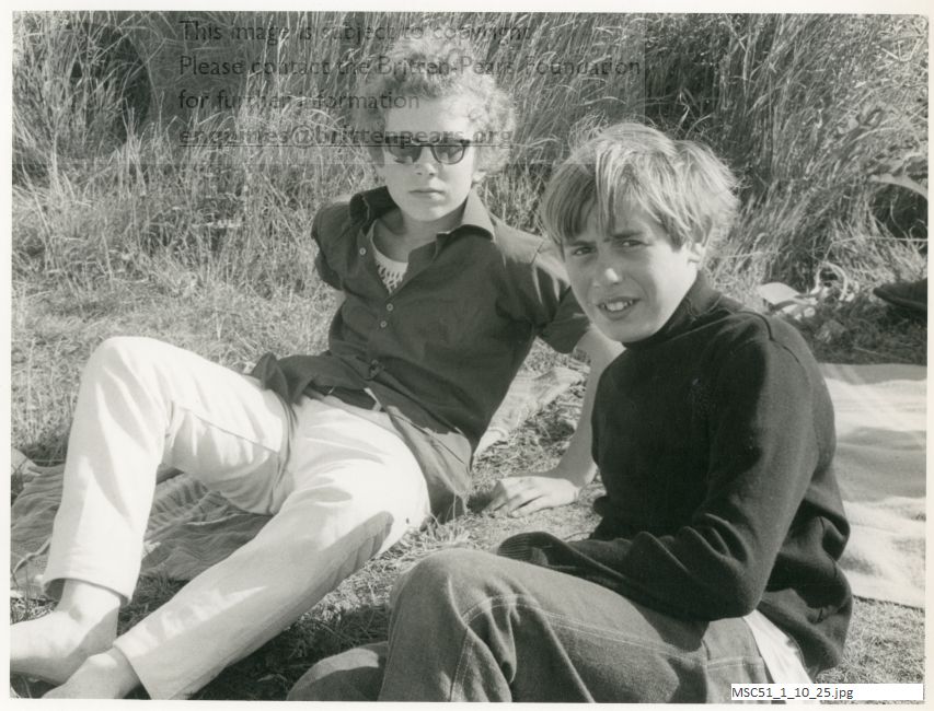 Photograph of cast at the time of Britten's The Prodigal Son at the 1968 Aldeburgh Festival