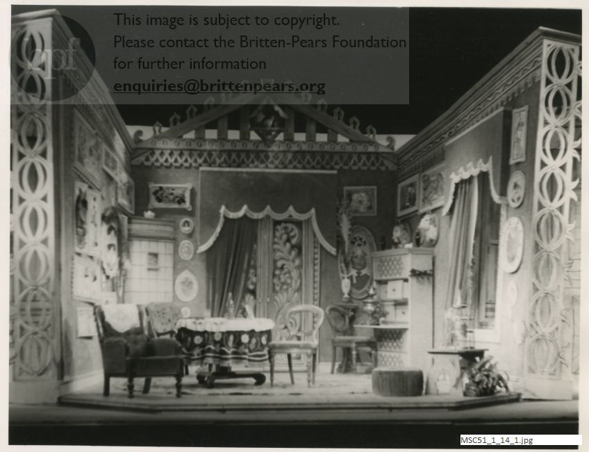 Production photographs of Walton's The Bear. Jubilee Hall, Aldeburgh