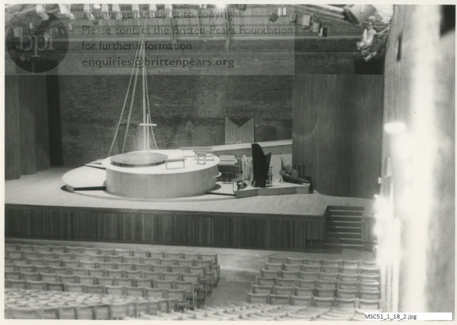 Photograph of set for Benjamin Brtten's Church Parables, Snape