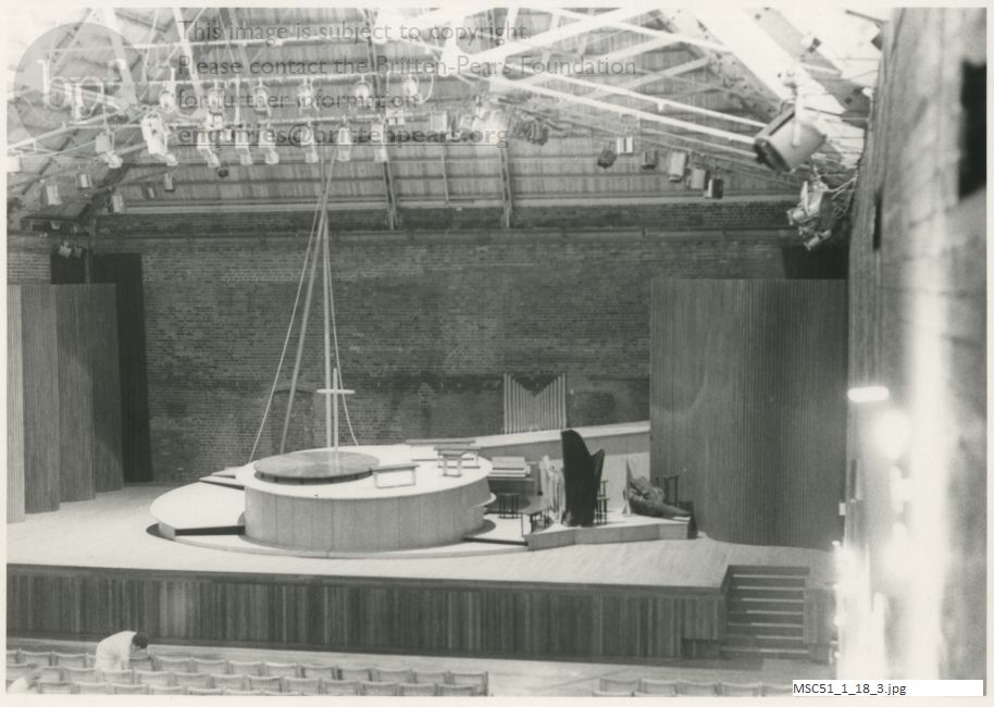 Photograph of set for Benjamin Brtten's Church Parables, Snape