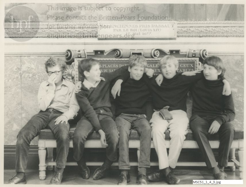 Cast members for Britten's opera The Burning Fiery Furnace at Versailles