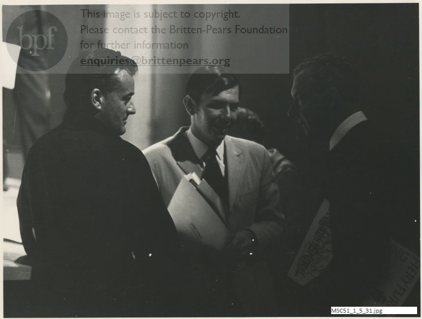 Production photograph of Britten's opera The Burning Fiery Furnace.