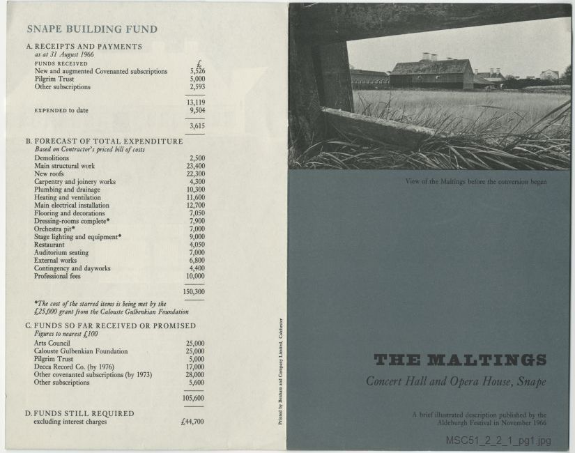 Leaflet: The Maltings Concert Hall and Opera House, Snape
