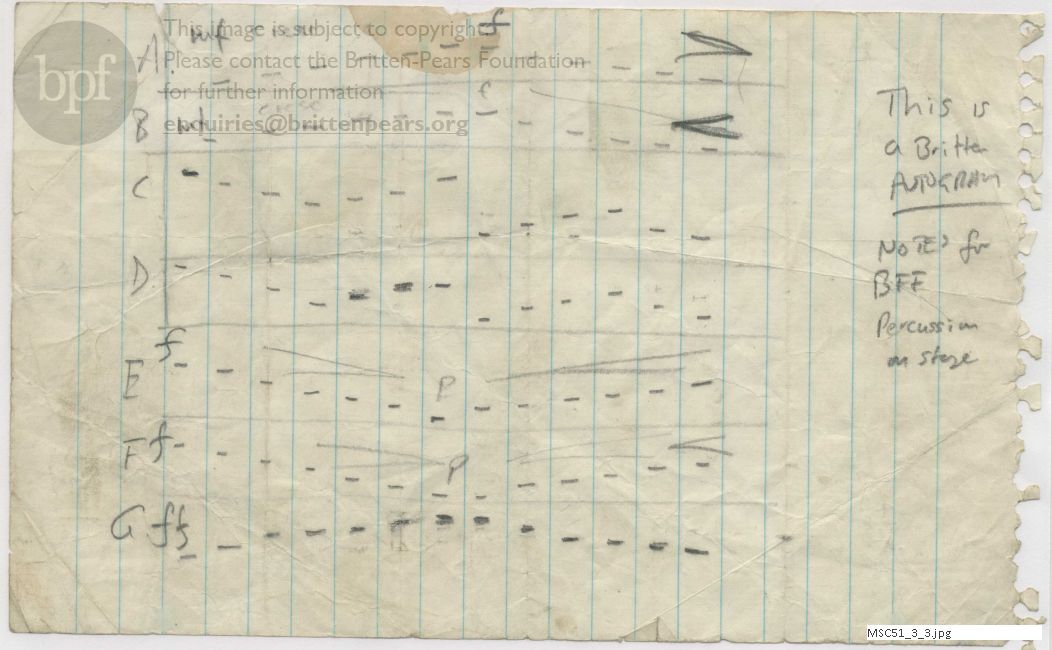 Items relating to the young glockenspiel player in Britten’s The Prodigal Son