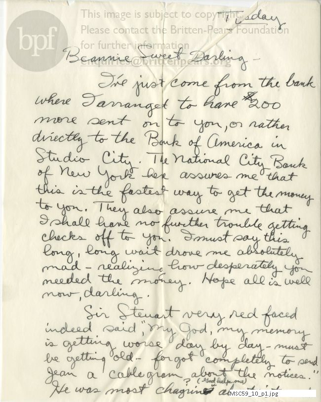 Letter from Theodor Uppman to Jean Uppman