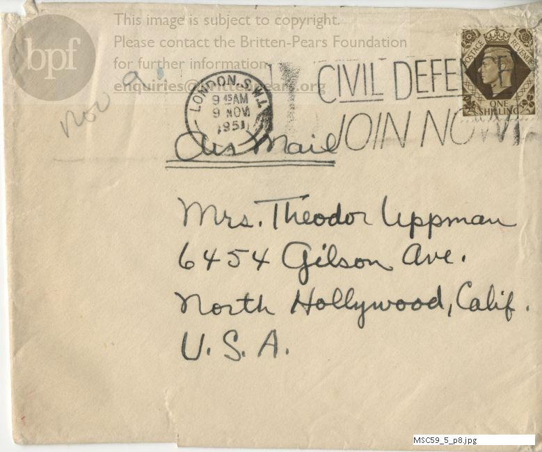 Letter from Theodor Uppman to Jean Uppman