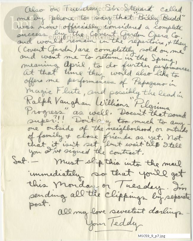 Letter from Theodor Uppman to Jean Uppman