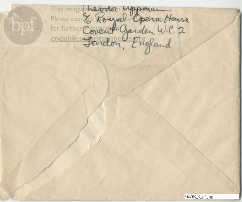 Letter from Theodor Uppman to Jean Uppman