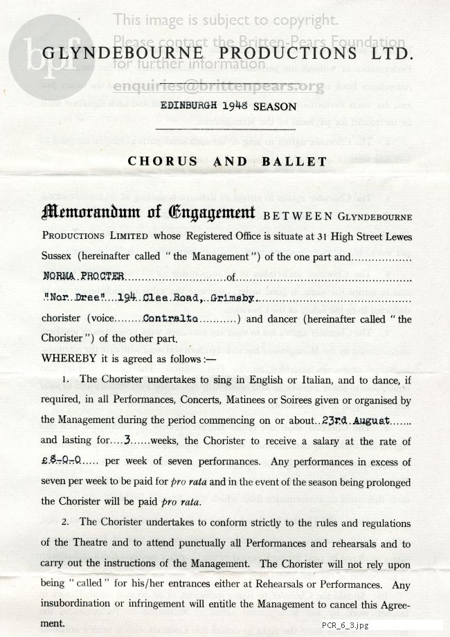 Glyndebourne Opera contract