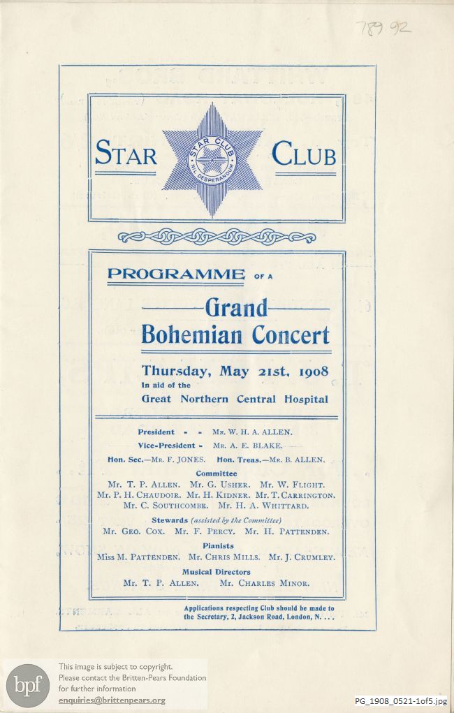 Concert programme:  Various Acts, Star Club, London