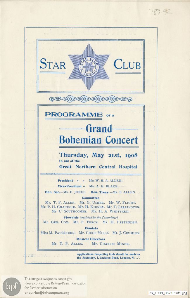 Concert programme:  Various Acts, Star Club, London