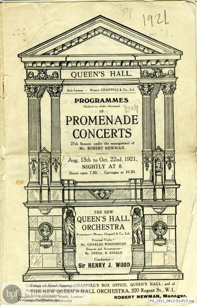 Concert programme:  Various Composers, Queen's Hall, London