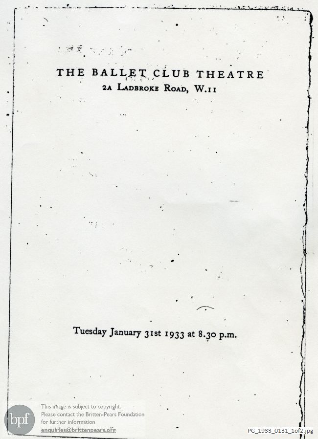 Britten Sinfonietta, The Ballet Club Theatre, London