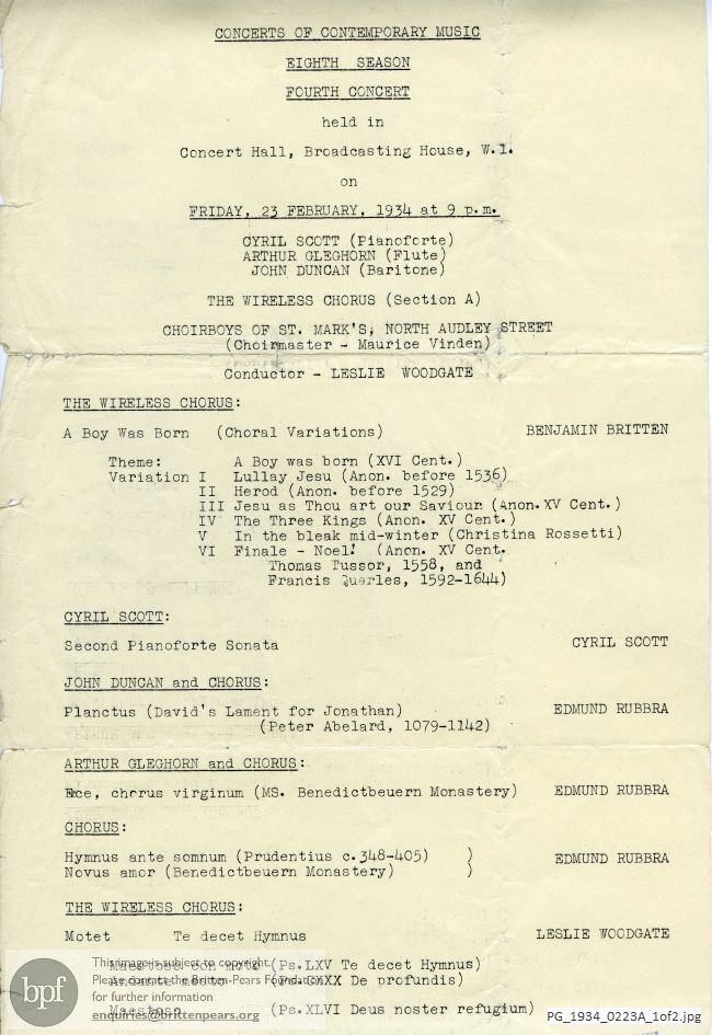 Britten A Boy Was Born: Choral Variations, BBC Concert Hall, London