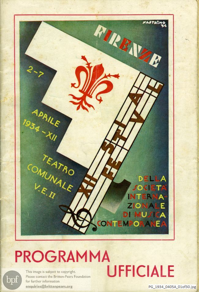 Programme for the twelfth Festival of the International Society for Contemporary Music, Florence