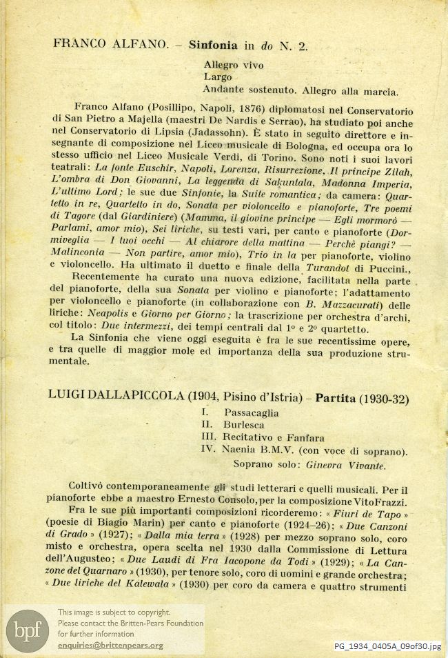 Programme for the twelfth Festival of the International Society for Contemporary Music, Florence