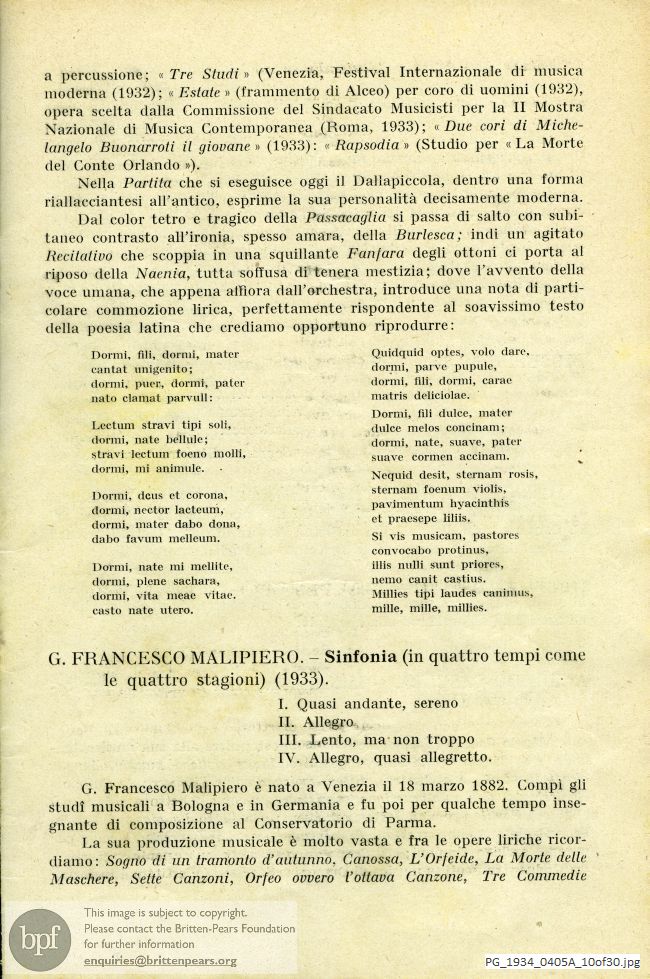 Programme for the twelfth Festival of the International Society for Contemporary Music, Florence