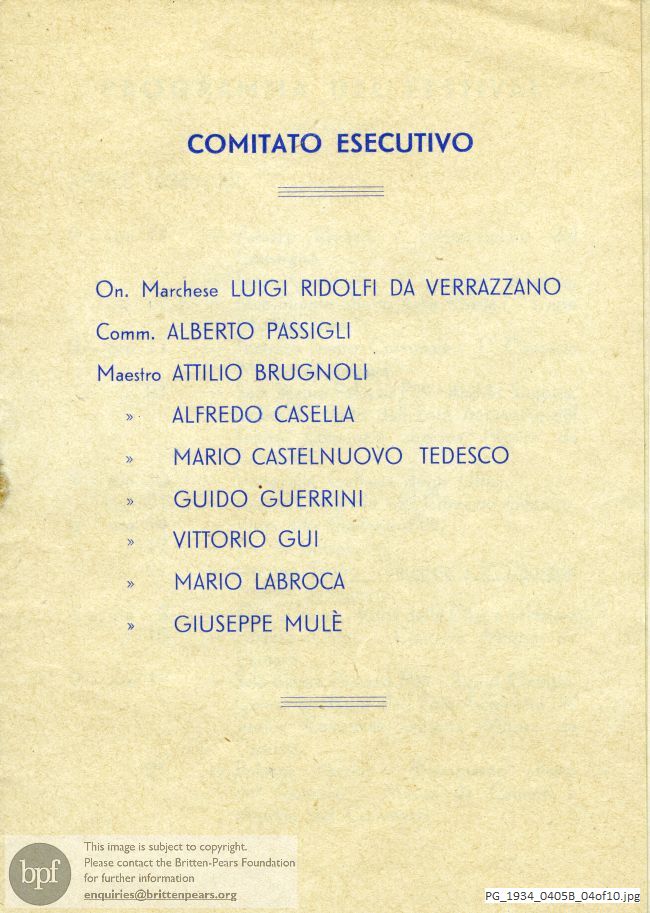 Britten Phantasy Oboe Quartet, Twelfth International Festival of Contemporary Music, Florence